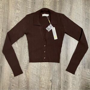 🤎 MESHKI AMAE CROPPED POLO CARDIGAN 🤎